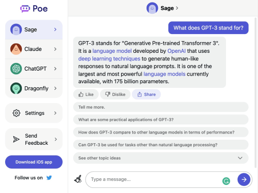 Poe.com问答机器人 - 问答社区Quora推出的问答机器人工具