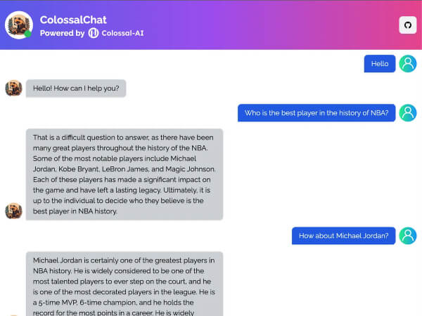 ColossalChat - Colossal-AI推出的免费开源版类ChatGPT聊天机器人
